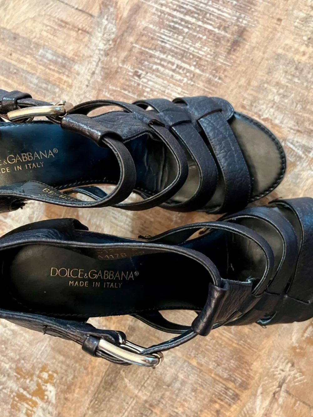 Vintage Dolce & Gabbana Studded Leather Wooden Platform Sandals - Size 39